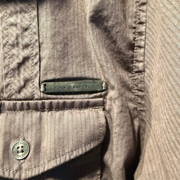 Rock & Republic Mens Long Sleeve Button Up Shirt Utility Gray - Picture 2 of 7